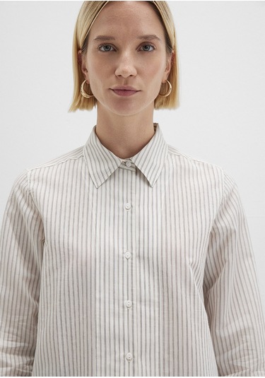 Mavi - Çizgili Ekru Gömlek 1211353-91345 Ekru