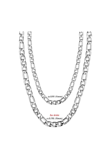 Figaro Erkek Paslanmaz Çelik Kolye Zincir Kalın 8Mm Eck19K (417464403) Beyaz