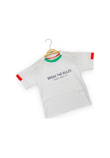 Çikoby Erkek Çocuk Pamuklu Break The Rules Yazılı Tshirt-11676-beyaz Beyaz