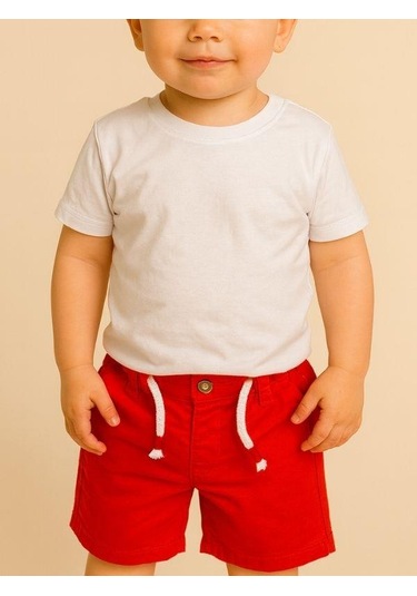 Erkek Bebek Dokuma Şort-16067 Kırmızı