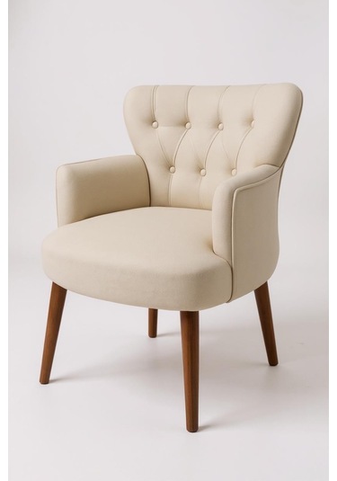 Roma Berjer - Modern Tekli Koltuk - Babyface Kumaş - Krem