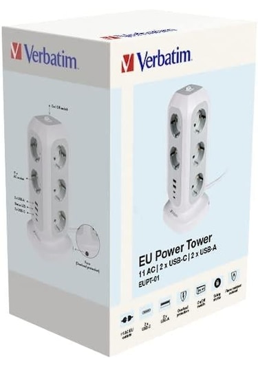 Verbatim 49547-489 Eupt-01 Eu Power Tower 11 Ac Wıth 2 X Usb-c /