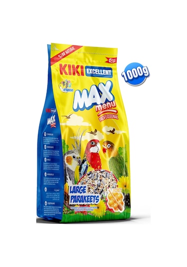 KIKI Excellent Kuş Max Menu Large Parakeets Büyük Pareket Yemi 1000 Gr. KB307