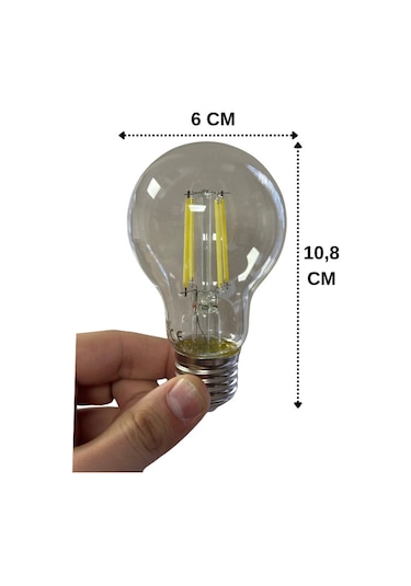 10 Adet Heka 6w 51w 6500k Beyaz Işık E27 Duylu Kalın Duy Led Şeffaf Ampul