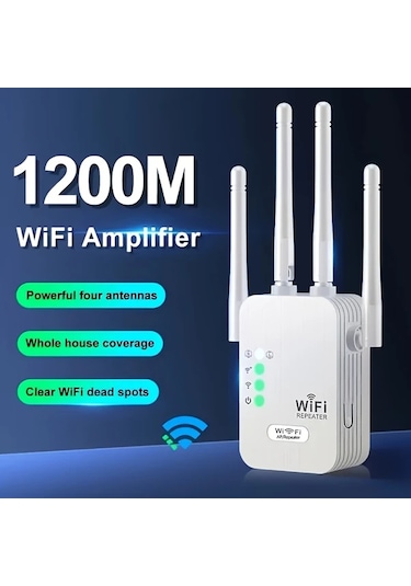 Xuweiwei Beyaz Wifi Genisletici Wifi Sinyal Guclendirici Wıfı6 Uyumlu 4 Antenli 11000 Metrekare Kapsama 35 Cihaz Destekli Ethernet Portlu