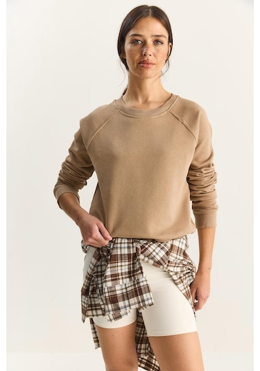 Shade Kadın Reglan Kol Oversize Sweatshirt 60283859 - Vizon