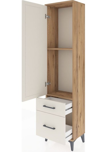 Arges Dolap 2 Raflı 2 Çekmeceli Tek Kapaklı 44x30x182 Çam-aytaşı Çam