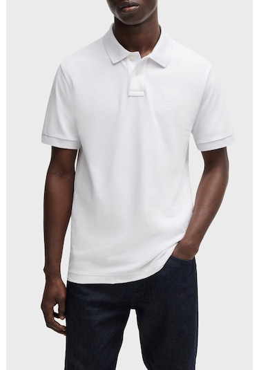 Boss Erkek Polo Yaka T Shirt 50507803 100 Beyaz Beyaz