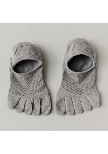 Koyu Gri Erkek Tekne Çorap Pamuk Beş Parmak Nefes Alabilir Bölünmüş Parmaklı Ayak Çorap Kaymaz Görünmez Yaz Koyu Gri