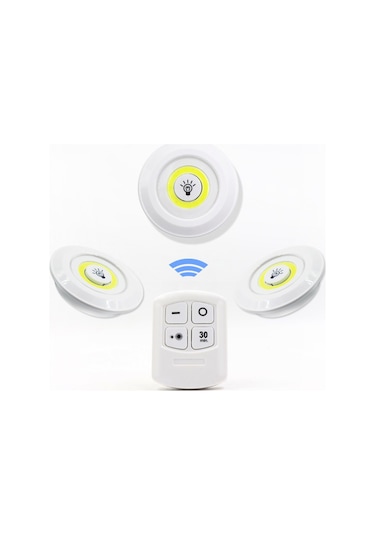 Dianziye 3'lü Cob Duyarlı Tıklama Lambası, Uzaktan Kumanda, 30 Dakika Gecikmeli Kapatma, Yarı Ve Tam Parlaklık, Islak Işık Pil Dahil Değil