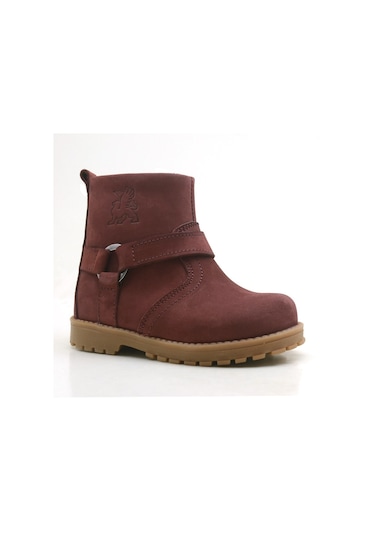 Rakerplus Hakiki Deri Fermuarlı Kürklü Unisex Bebek Bot Bordo