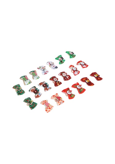 Noel Köpek Saç Fiyongu Sevimli Çok Renkli Bakım Evcil Hayvan Saç Topuzu Lastik Bantlı Yavru Kedi İçin 20 Adet Çok  Renkli