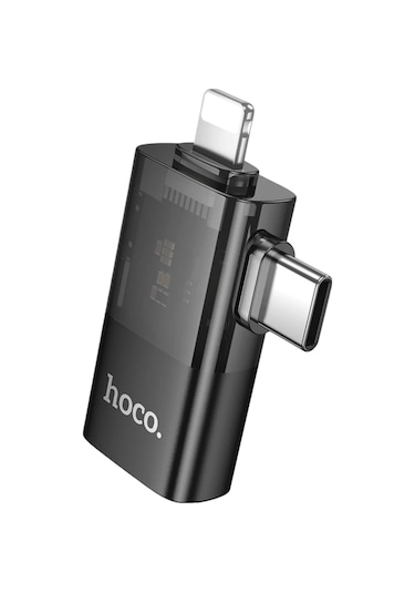 Hoco. Ua36e 2in1 Tak Çalıştır Lightning Ve Type-c To Usb 3.0 Dönüştürücü - Siyah
