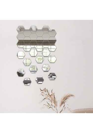 Ayna | Düz Ayna | 30'Lu Takım Altıgen Ayna Şeffaf