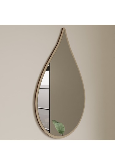 Dekoratif Damla Tasarımlı Pleksi Aynalı Duvar Dekoru Krem