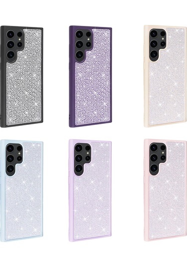 Ardemix Galaxy Uyumlu S23 Ultra Uyumlu Parlak Taşlı Tasarım Ston Kılıf-mavi Açık Mavi Açık