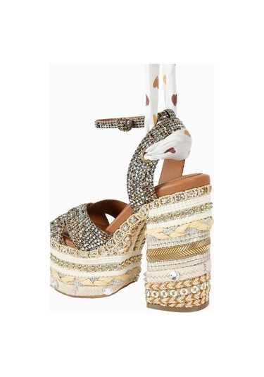 Kurt Geiger Chelsea Scarf 135 Lüks Tasarım, Kadın Platform Sandalet Kahverengi