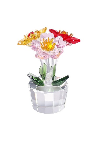 Şeffaf Taban Mini Cam Çiçek Heykeli Süsü Yapay Çiçek Figürin Yıl Dönümü Style 27