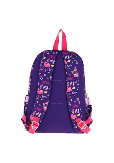 Kaukko Kids Üç Gözlü Kız Çocuk Okul Sırt Çantası Flamingo Detaylı - L5223 Mor - Pembe