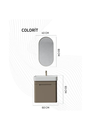 Creavit Colorit Kapaklı Lavabo Dolabı 60cm Ve Ayna Cappuccino