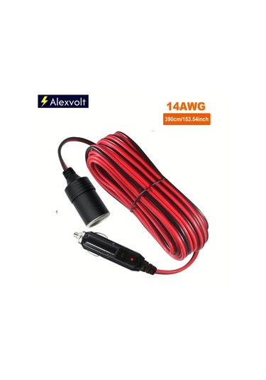 Xuweiwei 3.9m 13ft 14awg 15a Araç Şarj Kablosu Led Işıklı Erkek Dişi Sigara Çakmaklı Adaptör Hava Kompresörü Soğutucu
