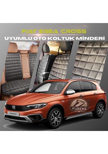 Fiat Egea Cross Antrasit Tay Tüyü Cepli & Terletmez Sırtlı Oto Koltuk Minder Seti - Koruma Kılıfı  Ön & Arka Set