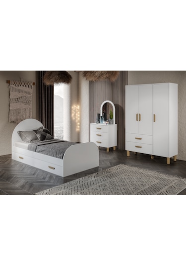 Bohem Cocuk Odası Takımı Yavrulu Tamamı Mdf Beyaz