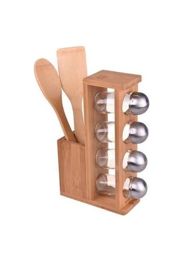 Bambum Sital Kaşıklıklı 4Lü Baharatlık Kahverengi