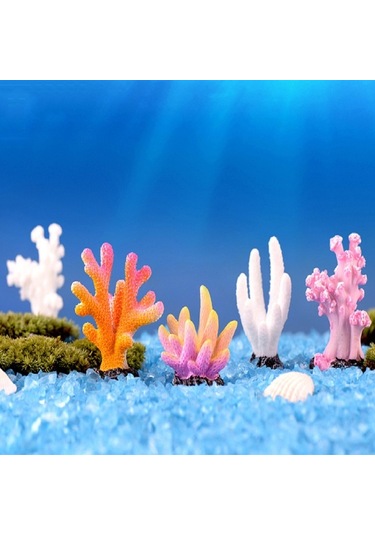 Sones 10 Pcs Simülasyon Reçine Mercan Akvaryum Balık Tankı Küçük Süsler, Renk: No. 8 Renkli