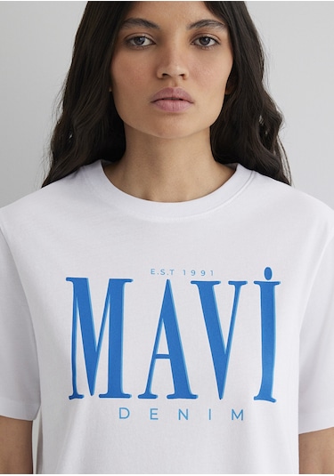 Mavi - Mavi Logo Baskılı Beyaz Tişört 1611990-620 Beyaz