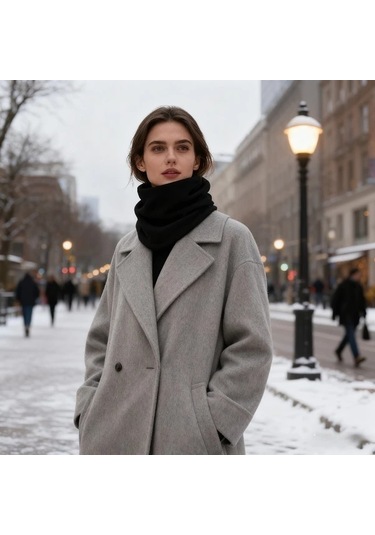 Willowhaven 3 Parça Siyah Kalın Atkı, Rüzgar Geçirmez Yumuşak Boyunluk, Unisex Siyah