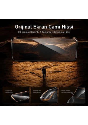 Aohi The Future İphone Uyumlu 16 Pro Max Kılıfı Siyah, Tam Kaplayan Kırılmaz Temperli Camlı Koruma-ssc14113
