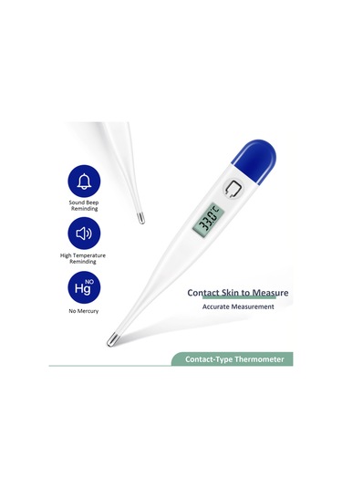 Vkemall Aile İçin Dijital Vücut Sıcaklık Ölçer - Hızlı Ve Doğru Ölçüm - Santigrat/fahrenhayt Dönüştürülebilir - Mavi Beyaz
