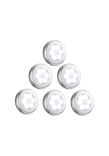 Geeksen 6'lı Paket Akıllı İnsan Algılama Lamba 6 Led Ev Yolu Dolap Tuvalet Işığı Otomatik Aç-kapa Beyaz Işık Diğer