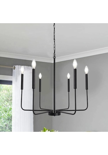 Wayli 6'li Modern Siyah Avize Salon Oturma Odası Yemek Odası Sarkıt Avize Siyah