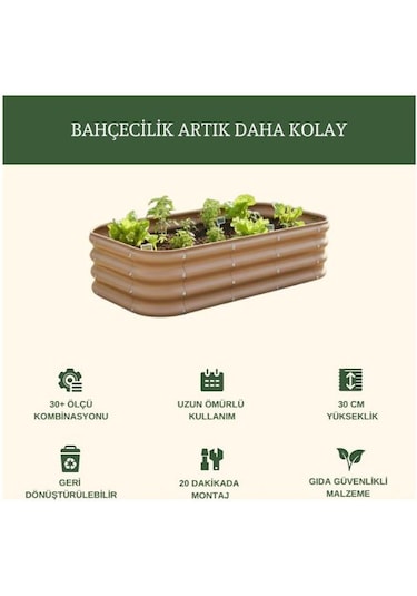 Modüler Yükseltilmiş Bahçe Sebze Yatağı No:11 140x85 Bej