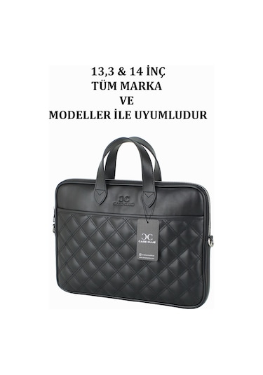 Case Club Macbook Uyumlu Air Pro 13.3" & 14" Inç Uyumlu Siyah Laptop Evrak Çantası