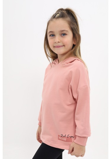 Toontoy Kız Çocuk Baskılı Sweatshirt Koyu Pudra