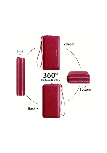 Willowhaven Daphne Sırt Çantası Stil Kadın Cüzdan Büyük Kapasiteli Çift Fermuarlı Kahverengi A-kahverengi