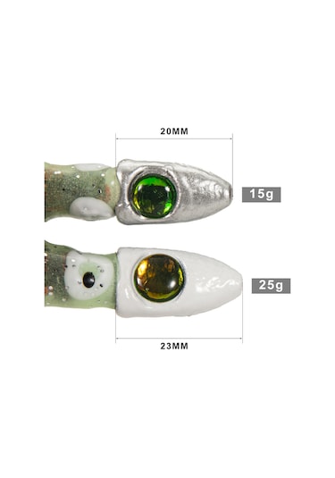 Reedark Gümüş Başlı 15g Kurşun Bağlı Silikon Ahtapot Balık Yemi Kabuklu Paket