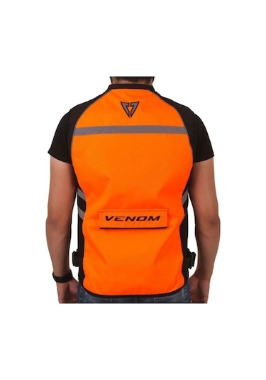 Venom Motosiklet Yelek Reflektif Turuncu Reflektörlü Motorcu Yelek