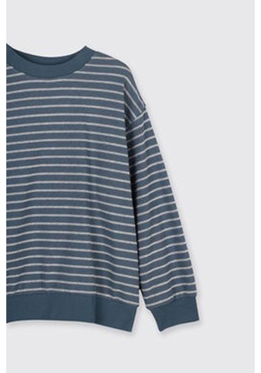 Panço Çizgi Desenli Petrol Erkek Çocuk Sweatshirt 2521bk08009 Petrol