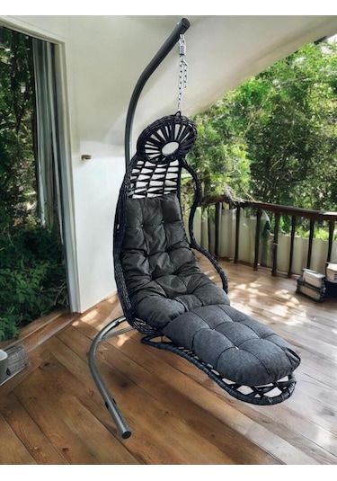 Elit Bahçe Ve Balkon Salıncağı Tek Kişilik Antrasit Antrasit