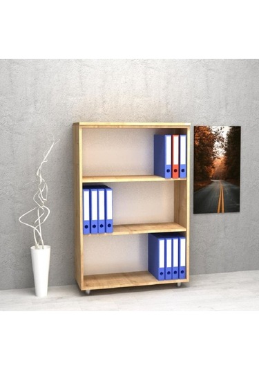 Kobiç Ofis Dosya Dolabı Raflı Suntalam Dolap 70x35x115 Cm Meşe Meşe