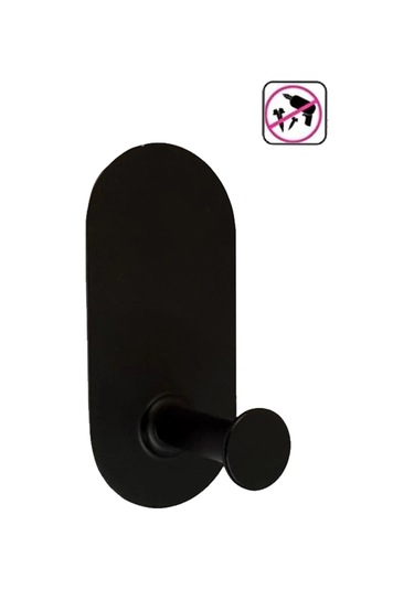 Askılık Yapışkanlı Thincal Oval Tekli Mat Siyah Rengi Pakette 4 Adet Mat Siyah