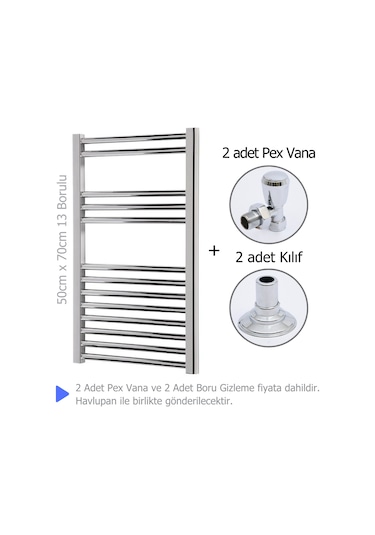 Krom Kaplama Çelik Havlupan + 2 Adet Pex Köşe Vana + 2 Adet Boru