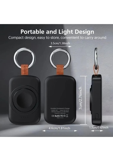 Xuweiwei Siyah X27 Akıllı Saat Şarj Tabanı Hızlı Şarj Manyetik Kablosuz Taşınabilir