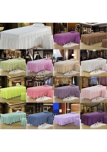 Ganzhoushop Suntek Örtülü Masaj Masası Güzellik Etek Beyaz Eu