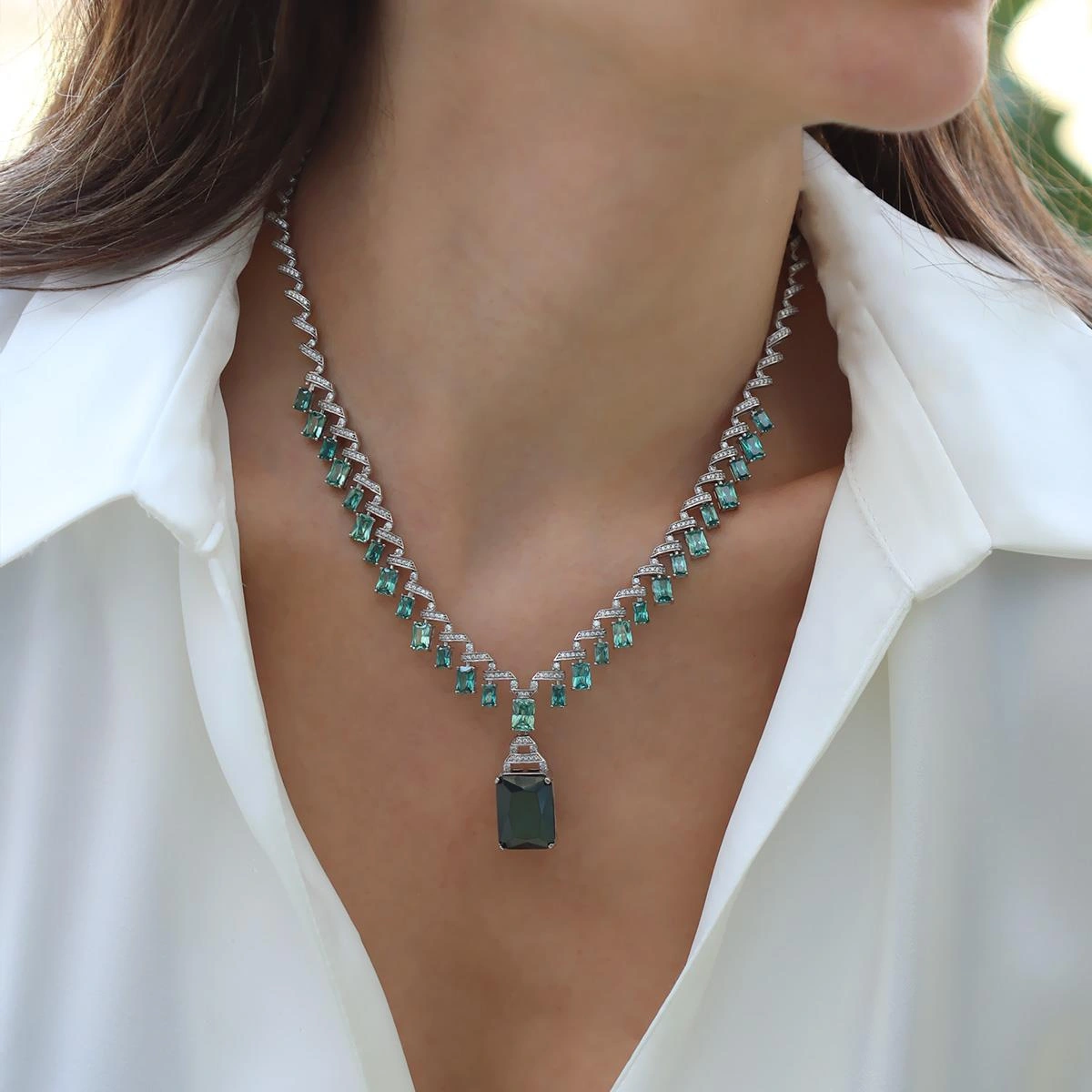 Aleksandrit Işıltısı Gümüş Gerdanlık Gümüş