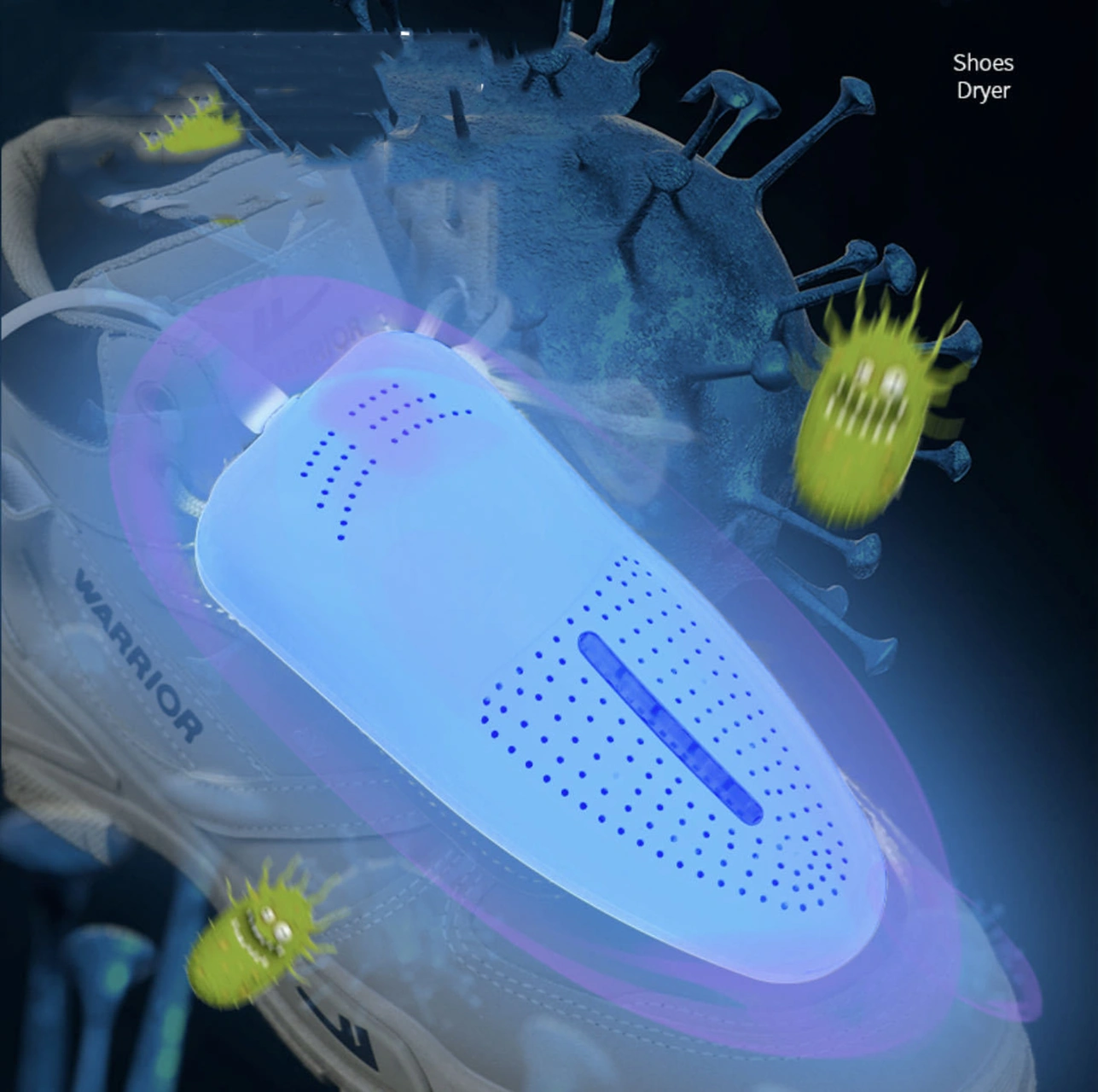 Dofolink Ev İçi Plastik Ayakkabı Kurutucu - Usb Şarjlı, Mor Işık Ve 360 Tam Yönlü Kurutma, Koku Giderici, 45-65 C Sabit Sıcaklık Beyaz